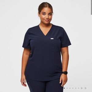 Figs Catarina One-Pocket Scrub Top Medical Uniform Short Sleeve Navy Blue XL